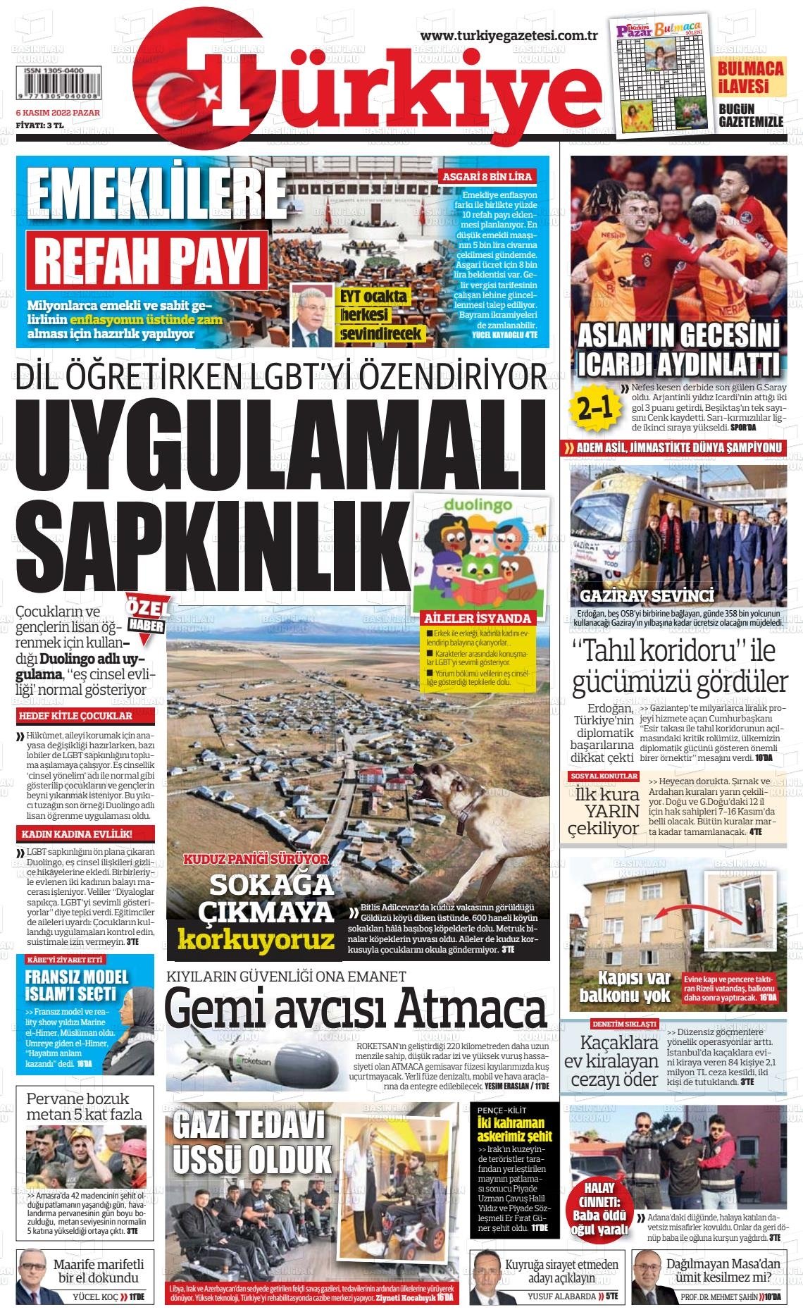 turkiye-gazetesi-06-kasim-2022-gazete-manseti