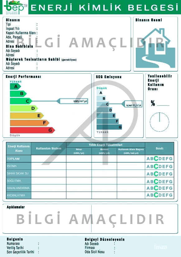 نموذج من شهادة الطاقة في تركيا