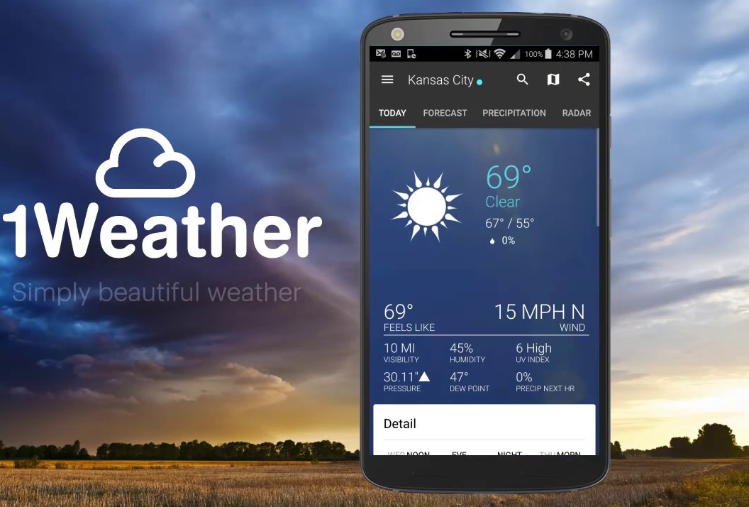 تطبيق 1Weather هو الأول عالمياً الذي يقدم نصائح للتعامل مع مختلف الظروف الجوية